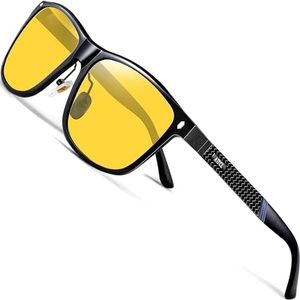 ATTCL Men's HD Night Vision Glasses: Anti Glare Polarized Night Driving Glasses with Al-Mg Metal Frame, Yellow Tint for Nighttime 7001 Yeshi