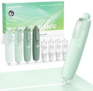 Four Candies 6MM Retractable Gradient Correction Tape, Easy to Use Tear-Resistant 4PCS White Out Tape with 4 Extra Refills, Pen Shaped, Smooth & Quick Dry Whiteout for School, Office Supplies (Green)
