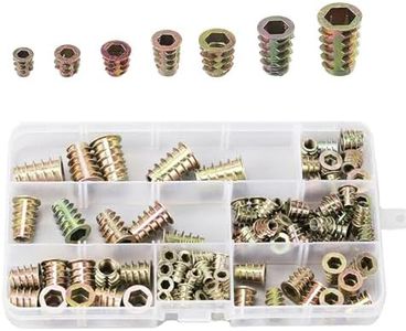 SAHENITEANA130 Pcs Metric Threaded Inserts Nuts for Wood, Wood Insert Assortment Tool Kit, M4/M5/M6/M8/M10 Zinc Alloy Screw-in Nut Wood Inserts for Furniture, Wooden Products, and Wooden Models