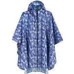 Anyoo Lightweight Waterproof Rain Poncho Reusable Ripstop Breathable Raincoat with Hood for Outdoor Activities, Blue White, One Size