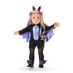 American Girl Midnight Bat Halloween Costume 18 inch Doll Clothes with Purple Bat Wings, Headband, Boots, 4 pcs, Ages 6+