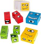 WireScorts Face Changing Game for Kids, Smiley Face Emoji Cube for Kids, Learning & Educational Blocks Expressions Puzzles Emotion Change Toy with 16 Face Cube and 72 Cards for Kids (Multi Color)