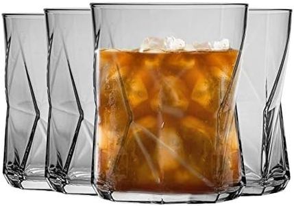 Bormioli Rocco Cassiopea Geometric Double Old Fashioned Tumbler Glasses Set - 410ml - Pack of 4