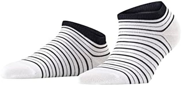 Falke Women's Stripe Shimmer Sneaker Socks, Cotton, White (White 2000), 8-10.5, 1 Pair