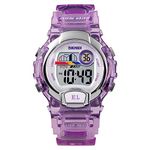 SKMEI Boys/Girls Kids Purple Digital Watch Unique Comfortable Transparent Strap Stopwatch Perfect for Ages 5-13 DG1450