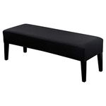 SearchI Dining Bench Cover, Stretch Washable Upholstered Bench Slipcover, Jacquard Bench Seat Protector, Rectangle Bench Covers for Dining Room, Bedroom, Living Room, Kitchen (Black)