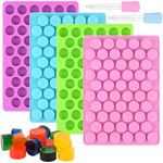 Sakolla Round Candy Molds Silicone, 220 Cavities Mini Cylinder Molds for Chocolate, Hard Candy, Gummy, Ganache, Ice Cubes, Set of 4 with 2 Droppers