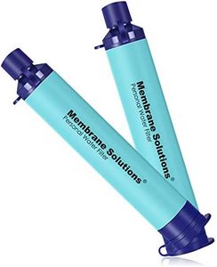 Membrane Solutions Personal Water Filter, Survival Filtration Straw Portable Gear, Emergency Preparedness, Supply for Drinking Hiking Camping Travel Hunting Fishing Team Family Outing (Blue, 2 Pack)