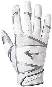 Mizuno Men's B-303 Batting Glove, White-Silver, XXL