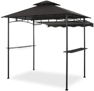 CHARMELEON Double Tiered Grill Gazebo 8X 5 Inches, Outdoor BBQ Patio Canopy Tent with Stretchable Side Awning and LED Light (Brown)