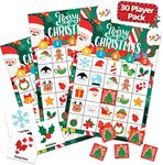 Christmas Bingo Game for Kids, Adults and Large Groups - 30 Players - Xmas Winter Holiday Bingo Cards Indoor Home Activities - Christmas Games for Families & Kids Party Supplies