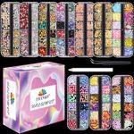 EBANKU 10 Boxes Nail Art Rhinestones, Nail Studs Gems Nail Diamonds Nail Art Crystal Nail Jewels with Pick Up Tweezers for Nail Art Decoration