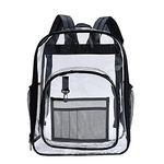 Large Capacity Clear Backpack，PVC Waterproof Heavy Duty See Through Backpack Bookbag School Bag with Adjustable Straps for School, Work, Stadium, Security Travel, College 42 * 33 * 15cm (Black)