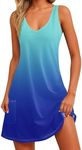 Womens Summer Dresses 2025 Casual V Neck Sleeveless Sundresses Flowy Beach Boho Tank Dress with Pockets