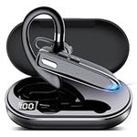 EUQQ Bluetooth Single wireless Headset Handsfree Earpiece for phone, V5.3 in-Ear Headphone with Microphone,USB-C Charge, Waterproof Earphones for Driving/Business/Office with Android/iOS，Laptop