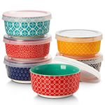 DOWAN Dipping Bowls with Lids, Ceramic Condiment Sauce Cups, 4.7 oz Dipping Sauce Bowls/Dishes for Charcuterie, Condiment, Tomato Sauce, Soy, BBQ and other Party Supplies, Kitchen Decor, Set of 6