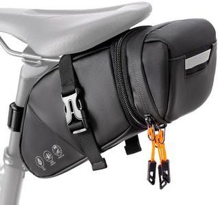 WOTOW Bike Saddle Bag - Waterproof Bike Seat Bag Expandable to 2L - Reflective Bicycle Under Seat Storage Pouch for Road Mountain Bike Cycling Travel