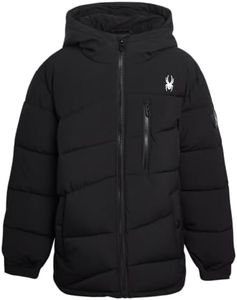 Spyder Boys' Puffer Jacket - Water Resistant Fleece Lined Stretch Puffer Jacket - Insulated Winter Jacket for Boys (4-16), Size 10-12, Black