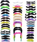 SRJQXH 48 Pcs Fake Moustache, 16 Different Types Party Fake Beard, Artificial Moustache Set, Used for Different Parties, Masquerades, Carnivals