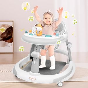 Baby Walker with Wheels,Baby Walker with Music and Brakes Anti-Rollover,Walkers for Babies 6-12 Months,Baby/Boy Walker,Baby Push Walker,Baby Walker with Foot Pads/Handles,Adjustable Baby Walker