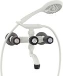 RN PTMT Superior Plastic Faucet 3 in 1 Wall Mixer Telephonic with Crutch Water Tap for Bathroom | Hot & Cold Water Wall Mixer with Hand Shower Connectivity Provision (White-Charcoal-Dual)_RNSAF21F12