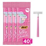 BIC Silky Touch Women's Twin Blade Disposable Razor, 40 Count