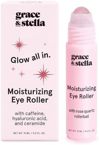 grace & stella Under Eye Brightener with Rose Quartz Rollerball - Centella Asiatica & Caffeine Under Eye Serum for Dark Circles & Puffiness - Travel Essentials, Gifts for Women, Vegan (15ml/0.51floz)