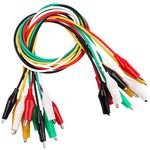 10 Pcs 50cm Crocodile Clips Electrical Test Leads, Hanibos Insulated Small Alligator Clips Double Ended Crocodile Clips Multimeter Test Leads, Mini Crocodile Clips Jumper Wires (5 Colors)