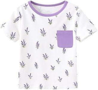 BambooBud Toddler Boys Girls Crew Neck Tee Short Sleeve T-Shirts Infant T-Shirt Viscose from Bamboo Unisex Shirts, Lavender, 4T