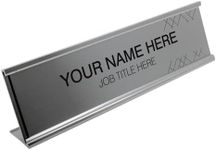 Badgemaster Custom Personalised Engraved Gold Aluminium Office Home Desk Name Plaque Decorated Silver Front Plate Bespoke Modern Gift Teacher Graduate Manager Assistant Executive