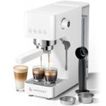 AMZCHEF 20-Bar-Professional-Espresso-Machine, 1350W Coffee Machine with Milk Frother, Flexible Brewing Options, Compact Espresso Machine for Cappuccino, Latte, White