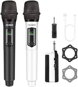 talomen Wireless Microphones, Professional Dual Karaoke Microphone for Singing, Handheld Cordless Dynamic Mic System with Rechargeable Receiver(160 Ft) for Wedding, DJ, Speech, Church, Party, K602-BW