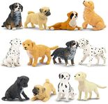 Toymany 12PCS Mini Dog Figurines Playset, Realistic Detailed Plastic Puppy Figures, Hand Painted Emulational Tiny Dogs Animals Toy Set, Cake Toppers Christmas Birthday Gift for Kids Toddlers