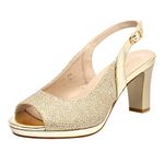 DREAM PAIRS Women' s Neina Chunky Platform peep Toe Low Heels Slingback Dress Pumps Shoes Gold Size 8