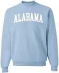 Wild Bobby State of Alabama College Style White Fashion Unisex Crewneck Sweatshirt, Light Blue, 3X-Large