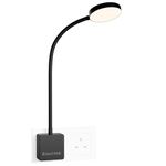 ENUOTEK Plug in LED Wall Light, 4W 350Lm Dimmable LED Swing Arm Black Wall Lamp, Plug and Play Bedside Reading Light with Touch Switch and Outlet Power Plug, Neutral White 4000K for Bedroom Lighting