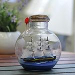 Ship in a Glass Bottle Decor, Handmade 6" Pirate Sailing Boat Gift, Room Decor, Home Office Decor, Nautical Battle Ship, Mediterranean Wishing Bottle Gift Wishing Nautical Decorations