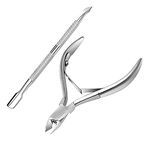 ALVRIO 1Pcs Cuticle Pusher Cuticle Remover 1pcs Cuticle cutter Professional Stainless Steel Cuticle Cutter Clipper Durable Pedicure Manicure Tools for Fingernails and Toenails Black.