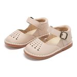 THEE BRON Toddler Shoes Girls Mary Jane Flats Kids School Oxfords Dress Shoes(CA-AG221 Toddler,Nude/10M)