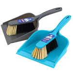 MR. SIGA Dustpan and Brush Set, Pack of 2 Set, Blue & Grey