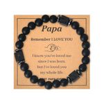 Grandfather Papa Gifts from Granddaughter Grandson Papa Beaded Bracelet for Men Granddad Fathers Day Christmas Gifts for Papa Black Bead Bracelets for Grandpa I Love You Gifts Gifts for Men