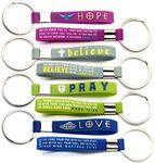 (12-pack) Christian Inspirational Bible Keychains - Hope, Believe, Pray, Love - Wholesale Bulk Religious Keyrings - Church Gifts Supplies Christmas Baptism Party Favors for Men Women Teens Boys Girls