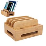 Cell Phone Tablet Stand, Bamboo Charging Station Desktop Charging Dock Holder for All Android Smartphone Phone 11 Pro Xs Xs Max Xr X 8 7 6 6s Plus 5 5s 5c Charging