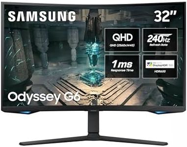 Samsung 32 Inch Odyssey G65B QHD Curved Gaming Monitor| 2560x1440| 240Hz| 1ms| HDR600| AMD FreeSync Premium Pro| G-Sync Ready| HDMI 2.1| DP 1.4| HAS Pivot| Smart TV