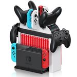 Nargos Switch Games Organizer Holder with Nintendo Switch & OLED Joy-Cons Controller Charging Dock - Storage for Game Cases/Cards/TV Dock/Controllers - Switch Accessories Kit