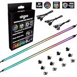 airgoo NEON Addressable RGB PC LED Strip, 2x15.7inch WS2812B RGBIC Rainbow Magnetic ARGB Strip for 5V 3-pin Aura SYNC, Gigabyte RGB Fusion, MSI Mystic Light Sync, with 12pcs Strong Magnetic Brackets