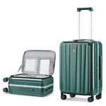 Hanke Luggage Hardside Suitcase with Wheels & Front Opening, 24in Large Checked in Luggage Aluminum Frame PC Rolling Suitcases Travel Bag TSA Lock - Dark Green