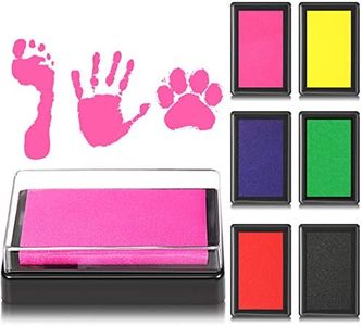 Outus 6 Pieces Reusable Ink Pad for Baby Footprint Ink Pad Handprint Paw Print, Non-Toxic Ink Pad, Feet and Hands Stamp for Boys and Girls Valentine's Day Christmas New Year, 6 Colors (Fresh Color)