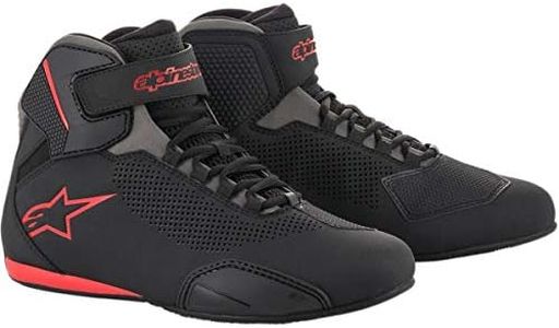 Alpinestars Men's Sektor Vented Street Motorcycle Shoe, Black/Gray/Red, 10