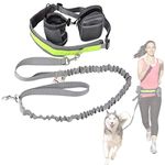 Cadrim Hands Free Dog Lead Walking Belt Ajustable Lead Dog Leash Waist Belt Pet Dog Leash Coupler Running Jogging Walking Dogs Lead Belt Adjustable with 2 Pack Bags and Reflective Strip 38kg (Grey)